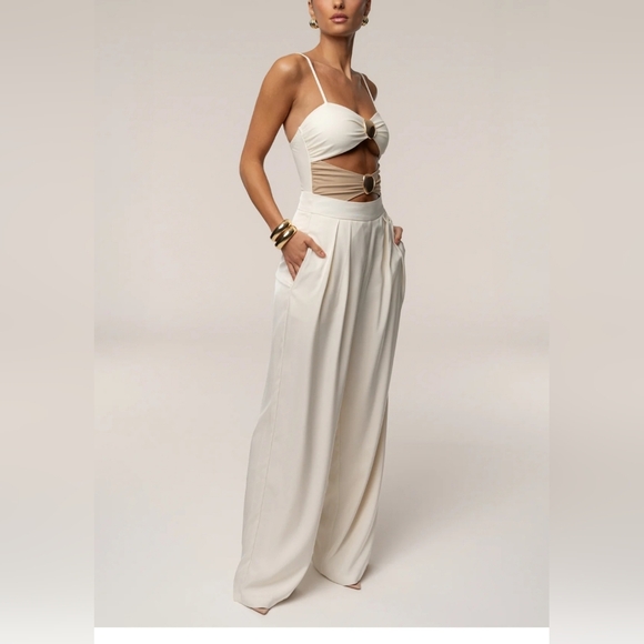 Jluxlabel Ivory Tan Aura Embellished Bodysuit Size S - Picture 13 of 15